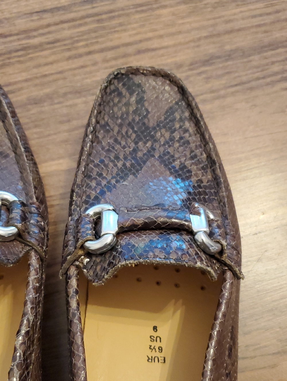 Mephisto Natala Brown Snake-Print Leather Bit Loafers Women's Sz 9 Like New - Picture 8 of 14